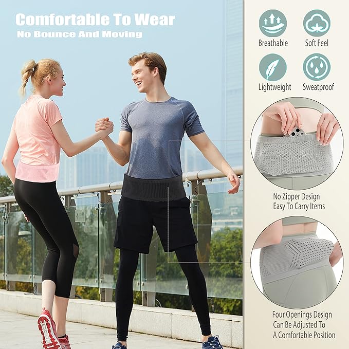 Slim Running Belt for Men Women, Running Fanny Pack, Phone Holder for Running, Waist Bag, Moisture Wicking Storage Belt Bag for Walking, Travel, Sports, Hiking, Workout - Image 4