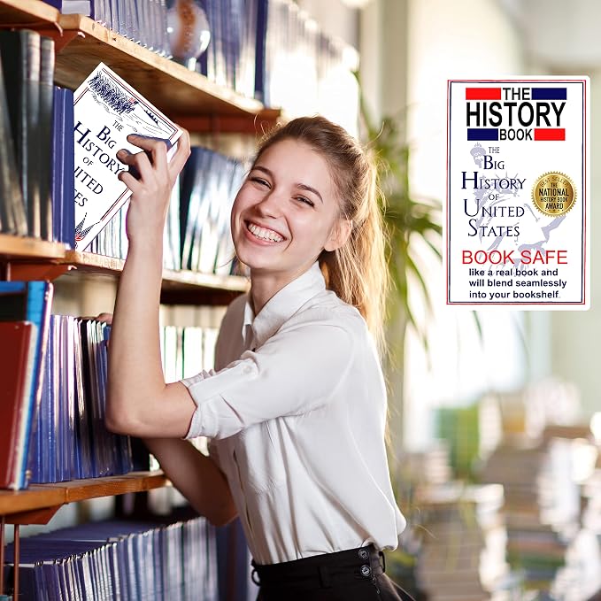US History Book Safe with Real Pages, Combination Lock Diversion Safe Box | Hidden safe box and hollow storage compartment for cash money. Decorative book box stash case for passport savings - Image 2