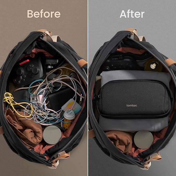 tomtoc Electronic Organizer Travel Case, Dual Compartment Tech Organization | Water Resistant Cable Pouch Storage Bag for Charger, Cord, Phone, Hard Drive, Power Bank, Accessories Travel Essentials - Image 4