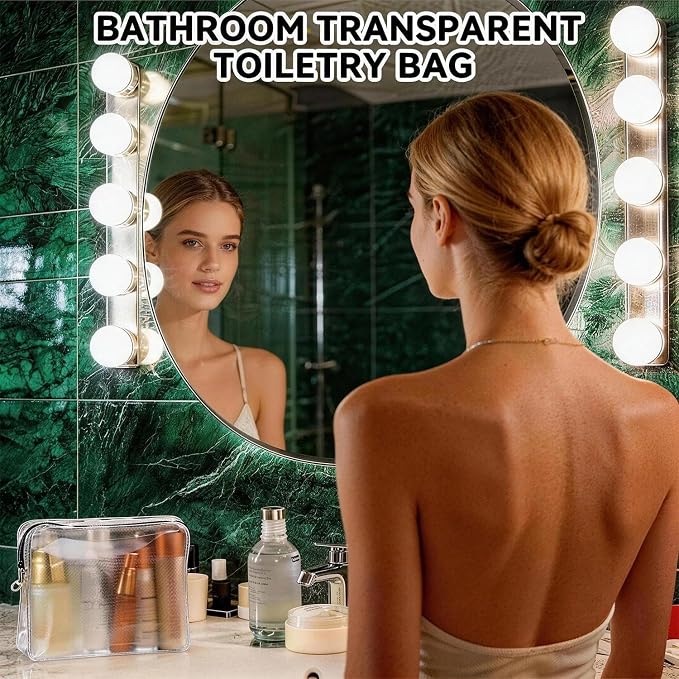 Qbily Clear Leak Proof Travel Bags for Toiletries 3 Pack, Super Soft Waterproof Leak Proof BPA Free, Semi-Clear Toiletry Cosmetic Makeup Bags for Travel, Approved Travel Toiletry Bag With Zipper - Image 6
