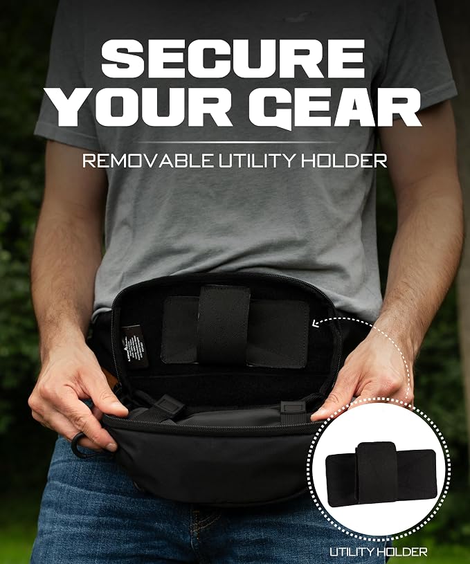 Subcompact Concealed Carry Fanny Pack - Tactical CCW Waist Bag | PU-coated 420D nylon, rear quick-access pocket with anchor strap, adjustable to 60in waist - Image 2