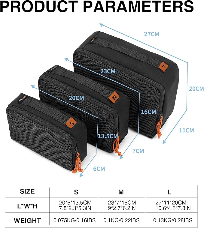 Mardingtop Packing Cubes for Travel, 3 Pack Cordura Tactical Luggage Organizer Bags Set for Outdoor Camping,Backpacking,Hiking - Image 2