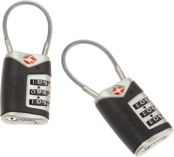 4014648 Lewis N Clark Travel Sentry Cable Lock 2 Pack Black by LewisNClark