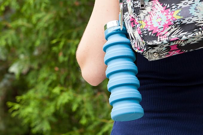 Joie Collapsible Water Bottle On The Go with Carabiner, Expands from 7.5 Ounces up to 16 Ounces, Silicone, Leak-Proof, BPA-Free, Space-Saving for Travel and Hiking, Colors May Vary (Pack of 2) - Image 4