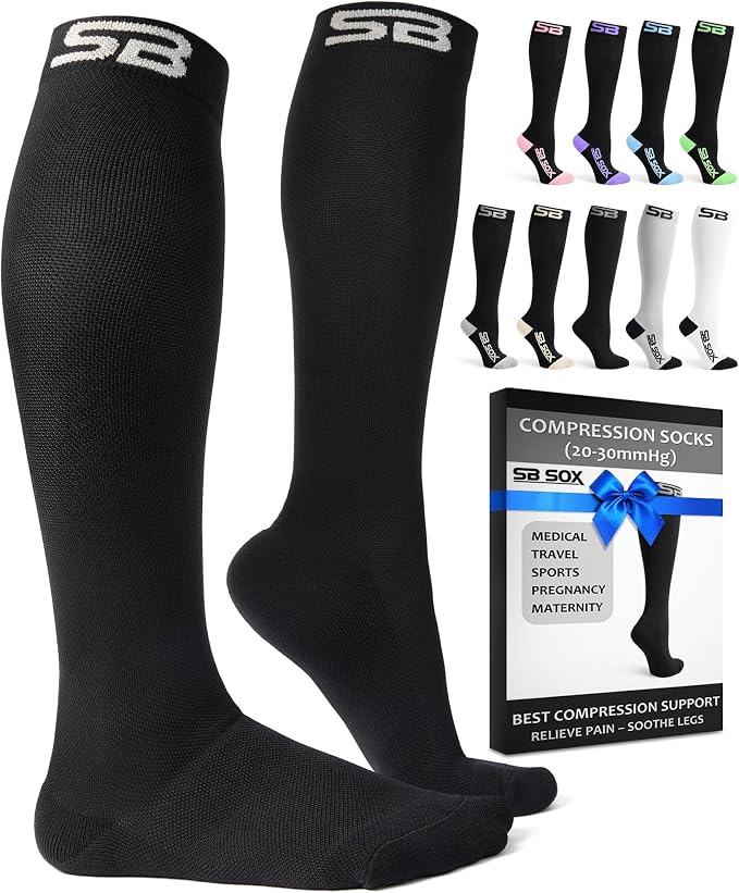 SB SOX Compression Socks for Men & Women (20-30mmHg) | Best Quality Compression Socks for Flying, Medical, Sports, Wide Calf Fit, Pregnancy, and Daily Wear. Trusted since 2016. by SBSOX