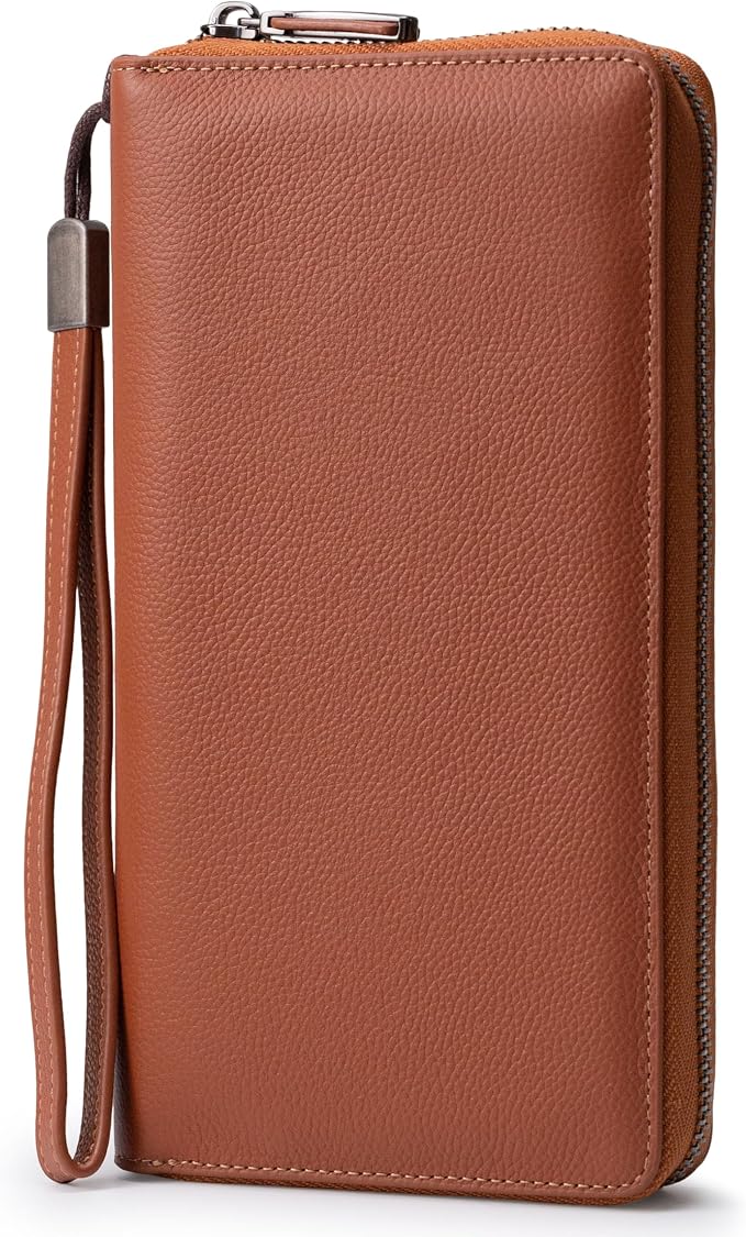Bveyzi Women RFID Blocking Wallet Leather Zip Around Phone Clutch Large Capacity Ladies Travel Purse Wristlet by Bveyzi