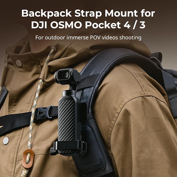 SMALLRIG Backpack Strap Mount w Cage for DJI Osmo Pocket 4P 4 3 | for Action 6/5 Pro/4/Nano, for Insta360 X5/4/3/Ace Pro 2, for GoPro 13/12/11, with Ball Head Action Cam Adapter Base - 6051 - Image 2
