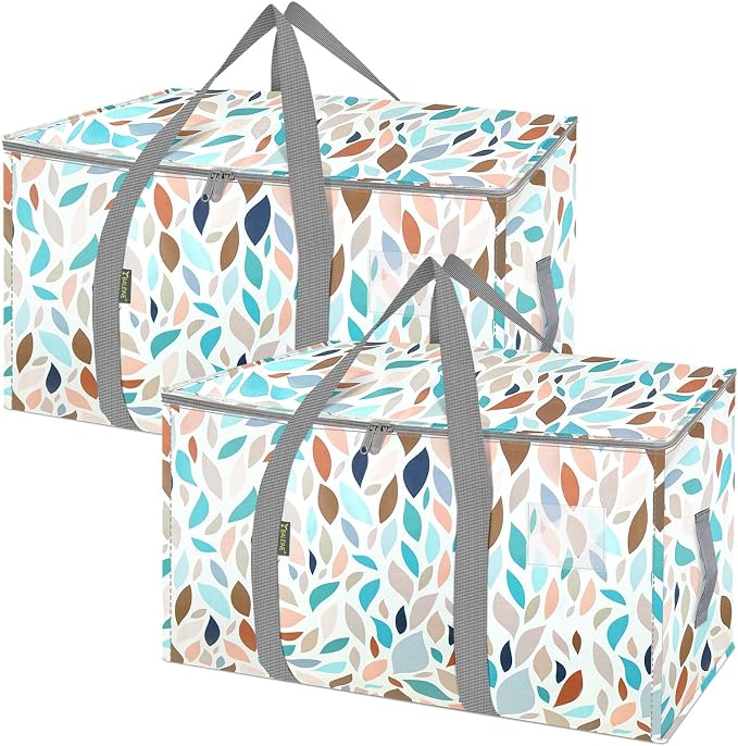BALEINE 2-Pack Oversized Moving Bags with Reinforced Handles, Heavy-Duty Storage Tote for Clothes, Moving Supplies (Mosaic, 2-Pack) by BALEINE