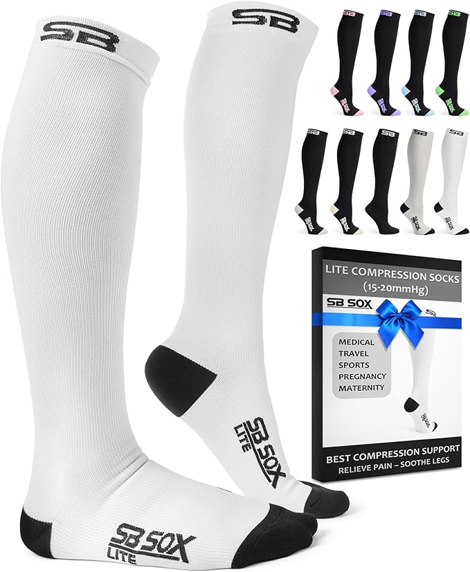 SB SOX Compression Socks for Men & Women (15-20mmHg) | Best Compression Socks for Flying, Medical, Sports, Wide Calf Fit, Pregnancy, and Daily Wear by SBSOX