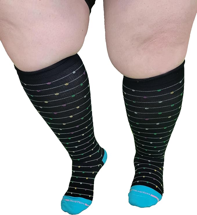 Dr. Motion 4 Pairs Women's Plus Size Wide Calf Compression Knee High Socks Graduated Support - Image 5