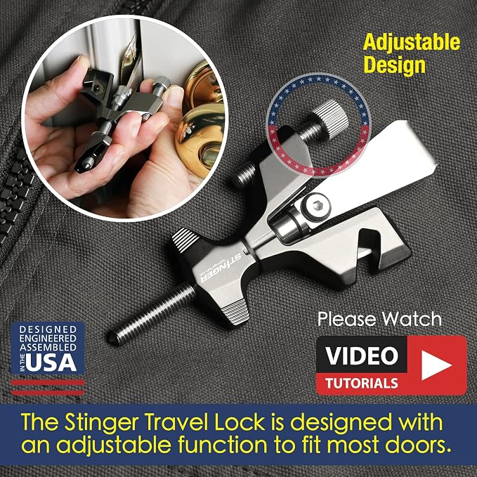 Stinger USA Portable Travel Door Lock w/Seat Belt Cutter and Glass Breaker | Suitable for security equipment in households and hotel rooms - Image 3