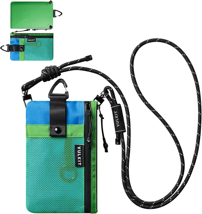 VULKIT RFID Blocking Travel Wallet for Men Women, Water Resistant Passport & Phone Holder with Detachable Lanyard and Key Ring, Lightweight Zipper Travel Wallet by VULKIT