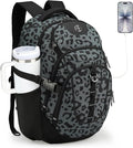 Swissdigital Laptop Backpack, Gray Leopard | USB Charging Port, Travel Backpack, 31l Capacity, For Men by SwissdigitalDesign