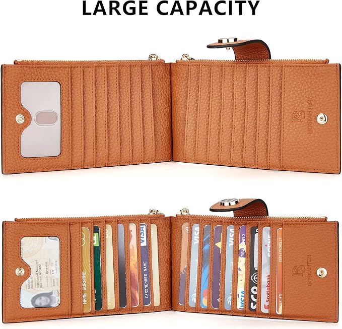 BOSTANTEN Leather Womens Wallet Large RFID Blocking Slim Card Holder | 16 Card Slots, 2 Zipper Pockets, Bifold, Long, Fits Most Purses, Organized Everyday Carry, Ladies Gifts, Brown - Image 6