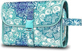 FINTIE Portable Toiletry Cosmetic Travel Bag Hanging Makeup Organizer | Large Water Resistant Storage Pouch Case, For Women Girls, Emerald Illusions by Fintie