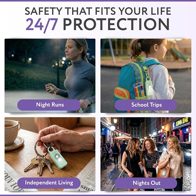 Personal Safety Alarm for Women, Men and Kids — 130dB Personal Alarm Keychain, Pull Pin Safety Alarm Keychain with Strobe Light, Self-Defense Alarm for Campus, Travel and Running — Mint | Pull Pin Activation, Strobe Light, No Charging, CR2032 Battery, ... - Image 4