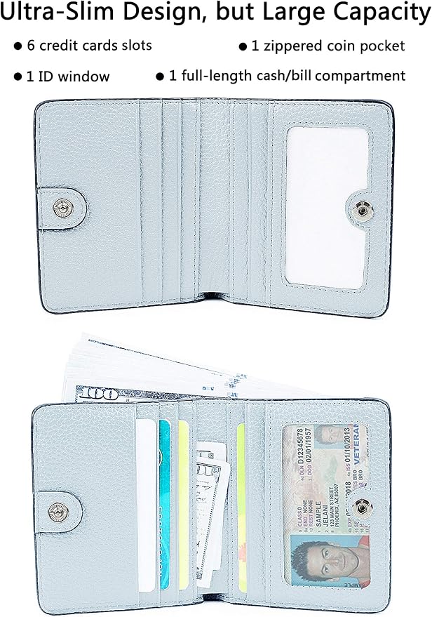 Small Leather Wallet for Women, Ladies Credit Card Holder RFID Blocking Women's Mini Bifold Pocket Purse - Image 2