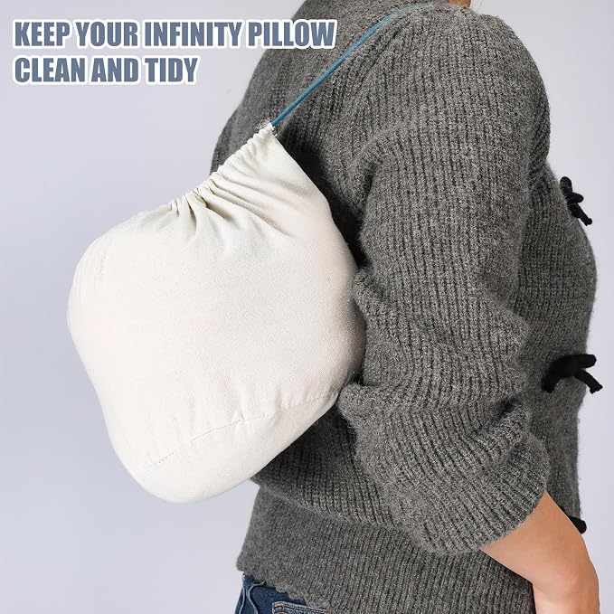 Dansydaisy 1 Pcs Travel Cotton Case Bag Sleeve Drawstring Pouch for Travel Pillow, Travel Neck Pillow Bag with Drawstring Travel Pillow Case Cover for Airplanes Trips Camping Storage - Image 5