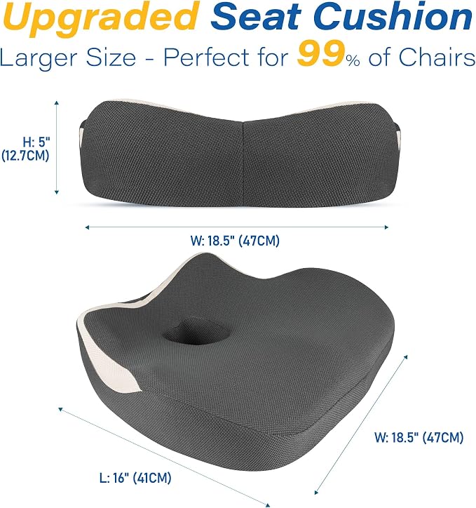 Allaboutsla Car Seat Cushion for Driving, Car Seat Pillow for Short Drivers | Ergonomic Memory Foam Seat Cushion for Pain Relief, Adult Booster Seat for Car, Butt Cushion for Car, Truck, Office Dark Gray - Image 7
