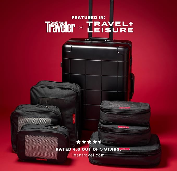 LeanTravel Premium Compression Packing Cubes for Travel - Suitcase Organizer Bags with Double Zipper & Breathable Mesh Panel - Space Saving Carry On Luggage Essentials (4-Pack, Black) - Image 6