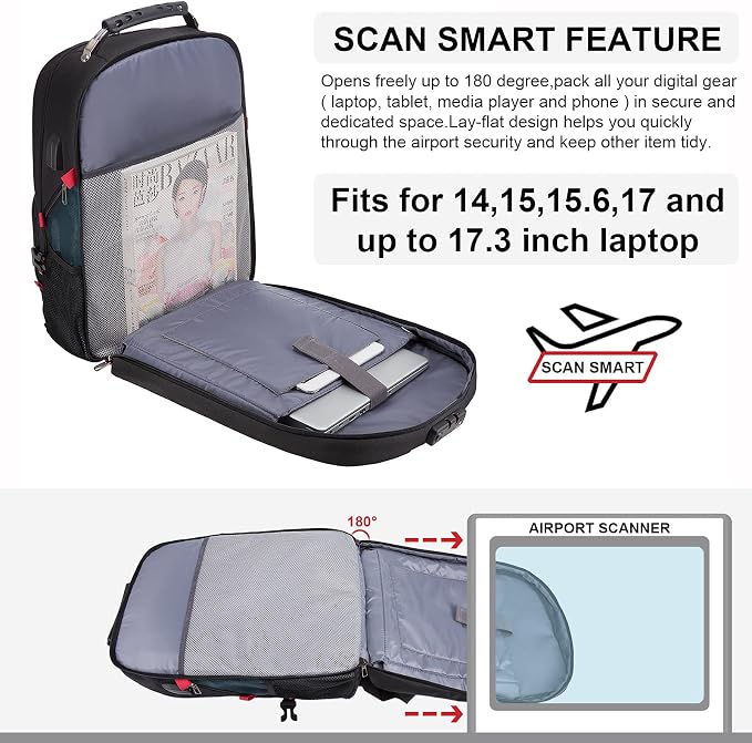 LOVEVOOK Large Laptop Backpack for Men,18.4Inch Heavy Duty Travel Backpack | TSA-Friendly with Anti-Theft,Carry On Flight Approved,College Work Bookbag,Water Resistant Business Backpack for Men Women - Image 6