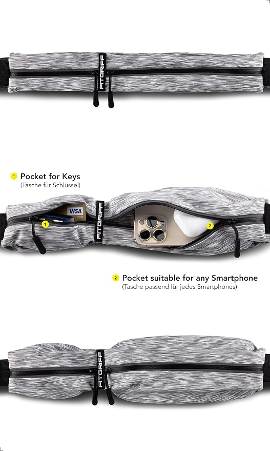 Fitgriff® Running Belt for Men & Women - Secure Jogging Pouch for Phone, Keys & Essentials - For All Cell Phones - Image 2