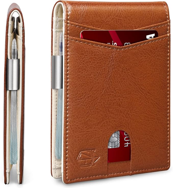 Zitahli Money Clip Wallets for Men,Slim Bifold Wallet 10-12 Cards, Mens Leather Wallet with ID Window,RFID Blocking Thin Minimalist Credit Card Holder,Gifts for Him by Zitahli