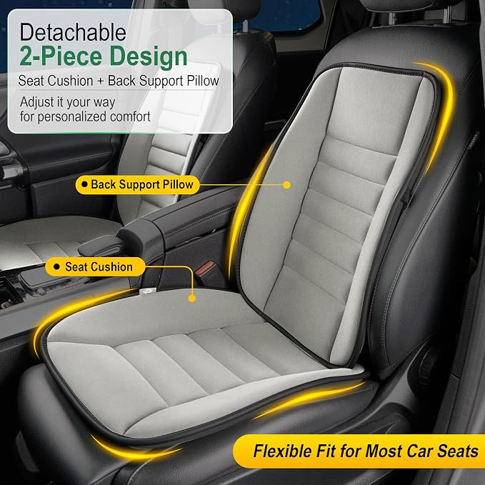 kingphenix 5-Piece Car Seat Cushion Set with Back Support | Memory Foam Car Cushion for Long Driving, Truck, Office Chair, Tailbone and Lower Back Support - Image 3