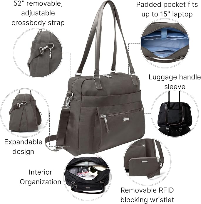 Baggallini Overnight Expandable Laptop Tote with RFID Phone Wristlet - Image 3