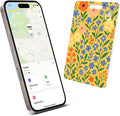 Wallet Tracker Card – Slim Bluetooth Tracker, IP68 Waterproof, Rechargeable Wireless Locator for Wallets, Luggage & Passports Compatible with Find My on iPhone (Yellow Blue Flowers) by MUSINOTE