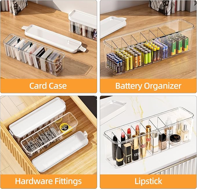 2 Pack Cable Organizer Box with Lid, Charge Cord Storage Organizer | Stackable Cable Storage Box, Fixed Dividers, No Cable Ties, Clear Dustproof Wire Management for Home Office Electronics - Image 7