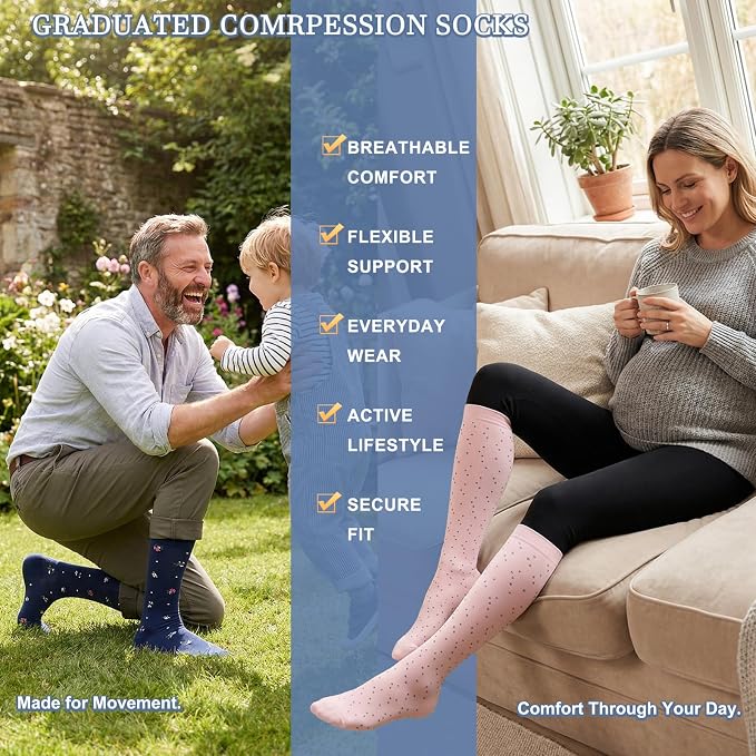 Sooverki Compression Socks for Women and Men Circulation (3/4 Pairs) is Best Support for Running Athletic Cycling Hiking - Image 6