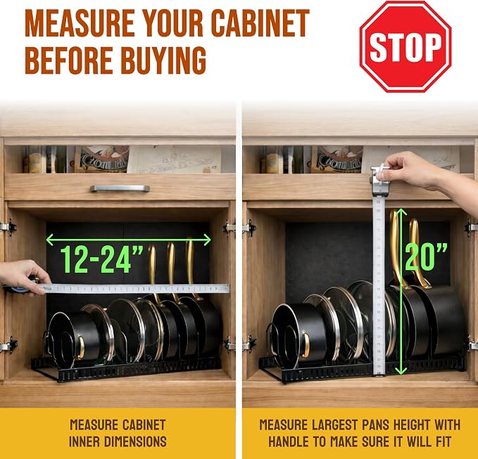 Norcalway Adjustable Bakeware Pots and Pans Organizer Under Cabinet, Cookie Sheet Baking Pan Pot Lid Organizers (14 Dividers) - Image 2