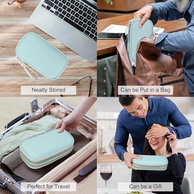 FYY Electronic Organizer, Travel Tech Pouch Bag, Cable Organizer Mint Green | Wrist Strap, Waterproof, Double Layers Portable Electronics Travel Carrying Case for Cord, Charger, Daily Business Trips Use - Image 7
