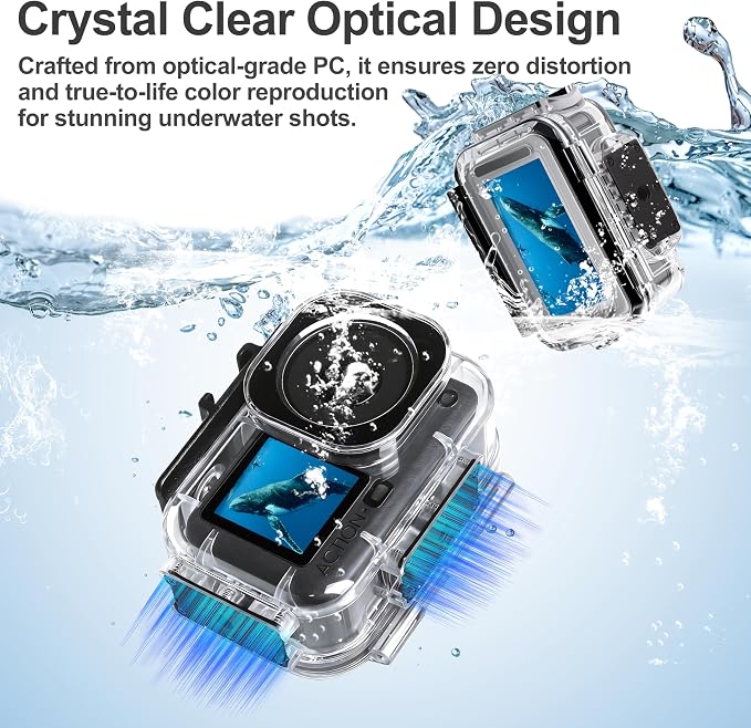 FitStill 196FT/60M Underwater Waterproof Case for DJI OSMO Action 6，60M/196FT Waterproof Protective Case + Three-Color Filter + Buoyancy Handle + Magnetic Quick-Release Base, Action 6 Accessories - Image 3