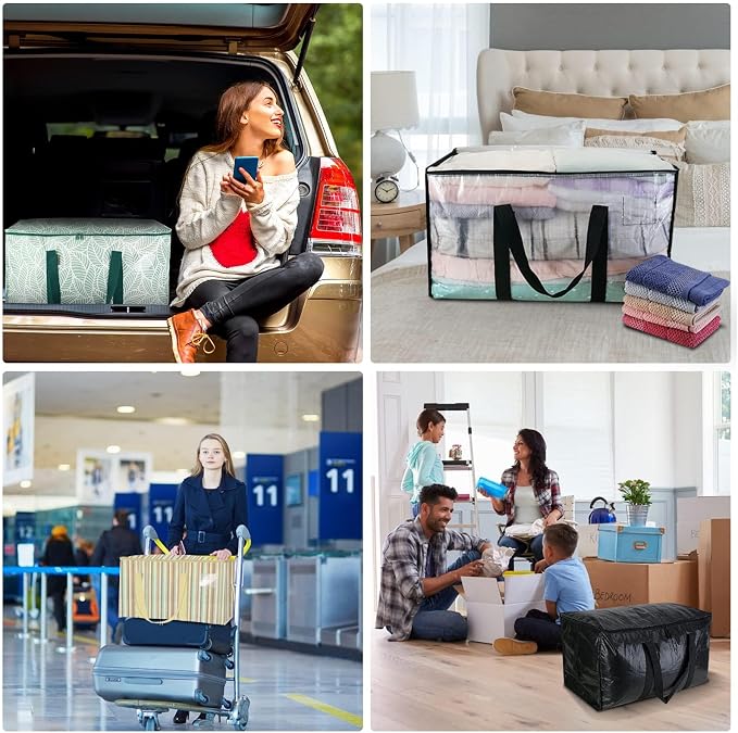 BALEINE 4-Pack Oversized Moving Bags with Reinforced Handles, Heavy-Duty Storage Tote for Clothes, Moving Supplies (Antique Folidage, 4-Pack) - Image 3