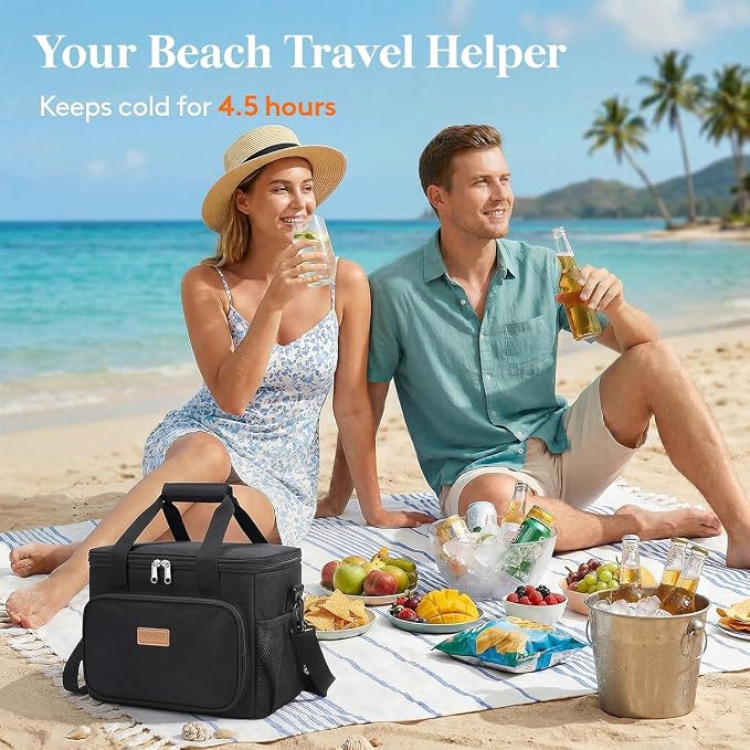 Lifewit Large Lunch Bag, Insulated Lunch Box, Soft Cooler Cooling Tote for Adult Men Women, Black 24-Can (15L) - Image 2
