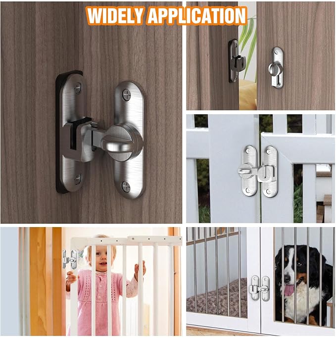 90/180 Degree Flip BarnDoor Lock, Small Door Latch, Silver 2 PCS | Heavy Duty Door Latch, Interior Sliding Door, Pocket Door, Bedroom, Bathroom, Cabinet, Privacy Lock, Includes Spacer - Image 7