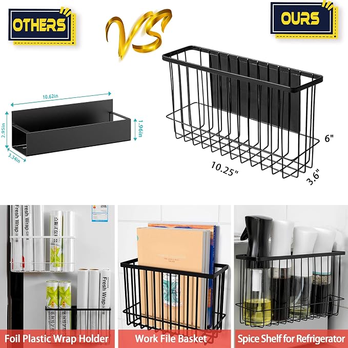 Magnetic Shelf Fridge Basket Bin for Whiteboard Washer Dryer Locker Cabinet | No Drilling Or Tools Needed, Reusable Magnet Organizer Classroom Office Home Kitchen Laundry Storage Rack Container Holder - Image 3