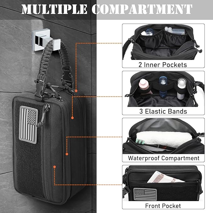 Tactical Toiletry Bag for Men Dry Wet Separate Dopp Kit Travel Hygiene Bag EDC Utility Tool Molle Pouch Mens Shaving Kit Travel shower Bags (OD Green) - Image 3