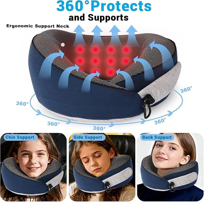 Travel Pillows for Airplanes,Neck Pillow for Traveling, Memory Foam Travel Pillows Neck Support Sleep for Long Flight,Suitable for Airplanes,Offices and Cars - Image 2