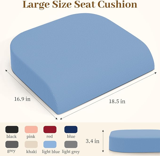 TranquilRelax XL Memory Foam Seat Cushion for Office Chair, 3.35-Inch, Light Blue - Image 2