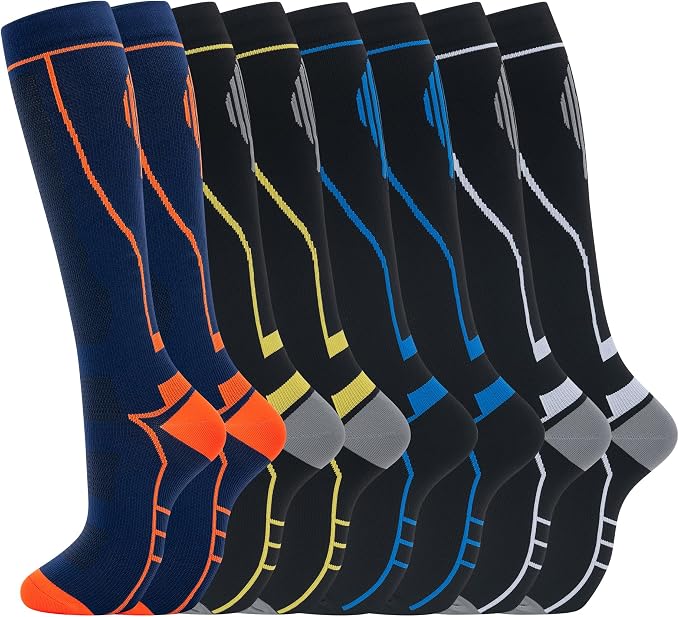hello momoya Compression Socks for Women Men Circulation Knee High 8 Pairs for Nurses, Running, Travel, Athletic by HELLOMOMOYA