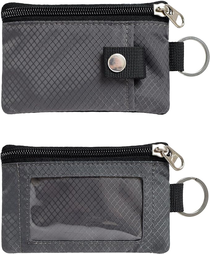 CHENSPRX Minimalist RFID Blocking Small Wallet with ID Window,WaterResistant Zip Id Case Wallet with Lanyard Keychain for Cards,Cash,Travel,Women,Men by CHENSPRX