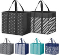 6 Pack Reusable Grocery Bags Waterproof Tote Bags for Shopping Groceries | 35L Large Capacity, Heavy-Duty, Waterproof, Lightweight, Foldable Tote with Sturdy Handles, Polka Dot Design by Fabtotes