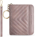 BOSTANTEN Credit Card Holder Small RFID Wallet Women with Keychain Wristlet | Compact, Accordion Design, Easy Organization, Fits Small Purses, Quilted Vegan Leather, Perfect Gifts, Purple by BOSTANTEN