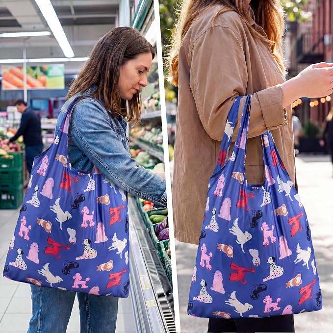 Stelle Lightweight Reusable Grocery Bag with Handles Ripstop Nylon Foldable Tote Shopping Bags for Travel and Groceries - Image 7