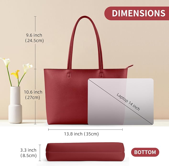 KALIDI Tote Bag Zipper Shoulder Bag Vegan Leather Purses Satchel for Women | Large Casual Handbag for Work Commuting Dating College Everyday - Image 2