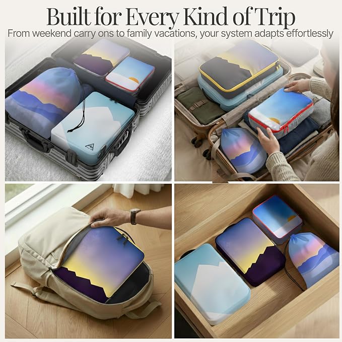 4-Piece Luxury Compression Packing Cubes & Bags for Travel – Maximize Space in Luggage with HybridMax Double-Capacity Design, 50 Luggage Tags, Patented Suitcase Organizer Bags, Lifetime Satisfaction - Image 6