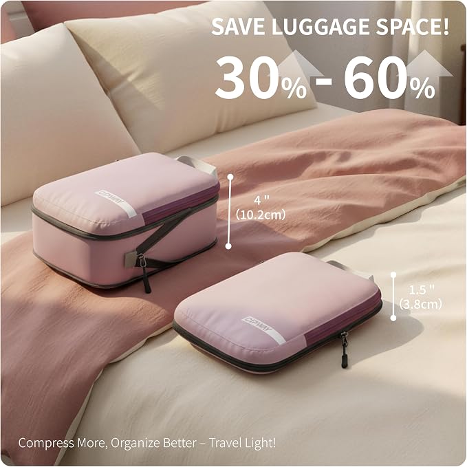Cipway Compression Packing Cubes for Travel (Mauve Pink 3 Set) | Ultralight Travel Cube Organizers for Carry-On Luggage, Suitcase & Backpack Travel Essentials - Image 2